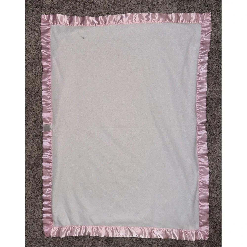 Just Born I Love You Pink And White Bird Flower Minky Dot Satin Baby Blanket